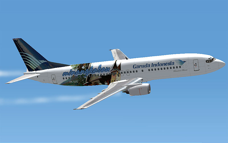 Boeing 737-400 Garuda Indonesia Minangkabau Pk-Gzc Model By Ffx And Repainted High Detail