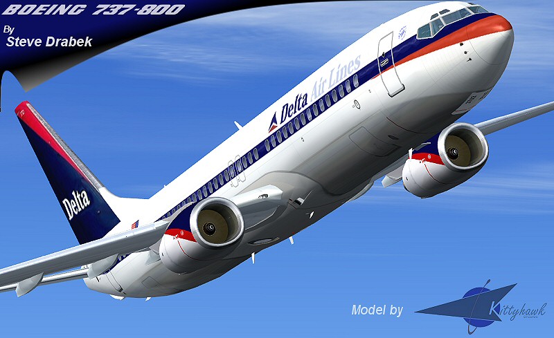 Kittyhawk Delta 737-800 For Fs2004, Which Includes Full Moving Parts, Dynamic Shine, Custo