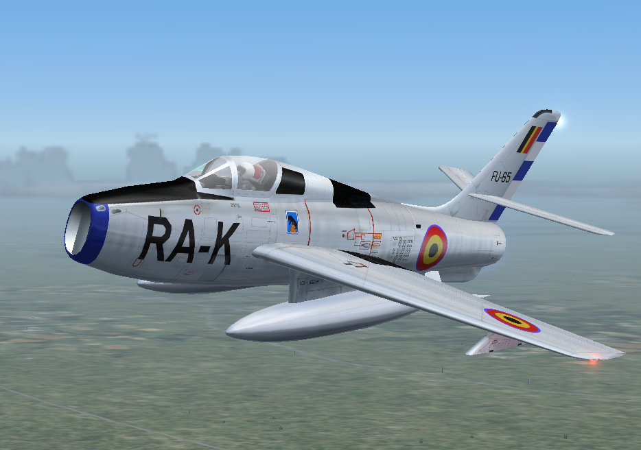 Fs2004 Hq Belgian Air Force Thunderstreak F-84F Several Squadron Textures, Exterior Lighti