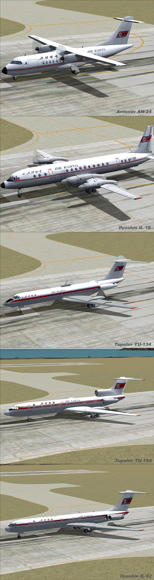 North Korea Domestic Airports & Air Koryo Ai Traffic Pack Ver.1.0