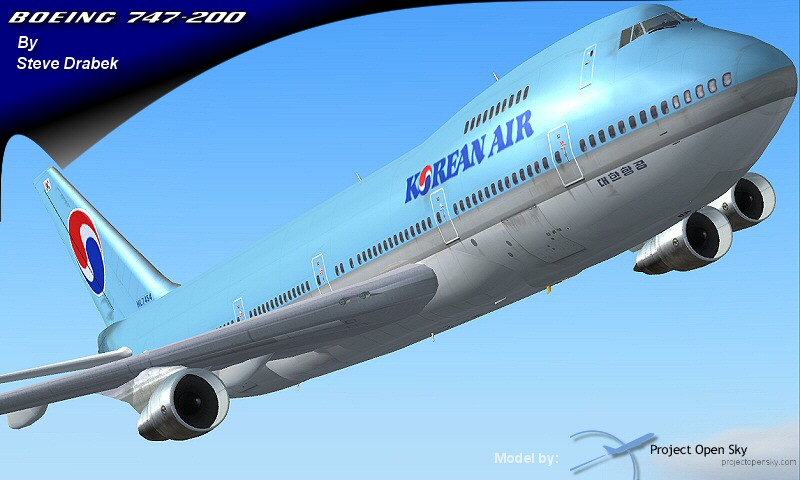 Fs2002/2004 Project Open Sky Korean Air Boeing 747-200