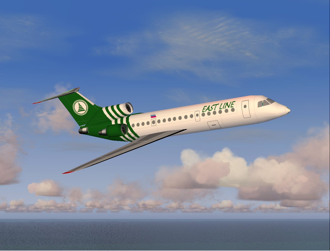 Yakolev Yak-42 For Ai Traffic, In Eastlines Green Livery