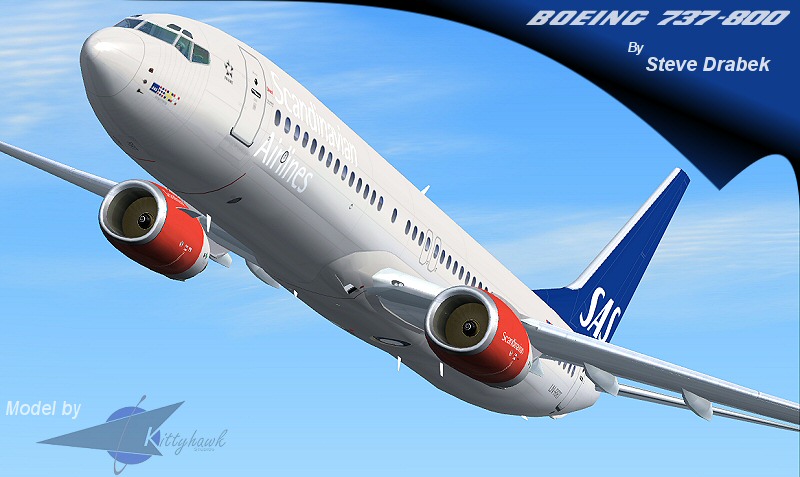 Kittyhawk Sas 737-800 For Fs2004, Which Includes All Parts Animated; Wheels, Ailerons, Rud