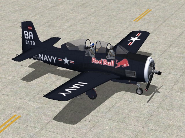 Fs2004 North American T-28C Redbull Textures Repaint Of The T28 In Redbull Sponsered Color