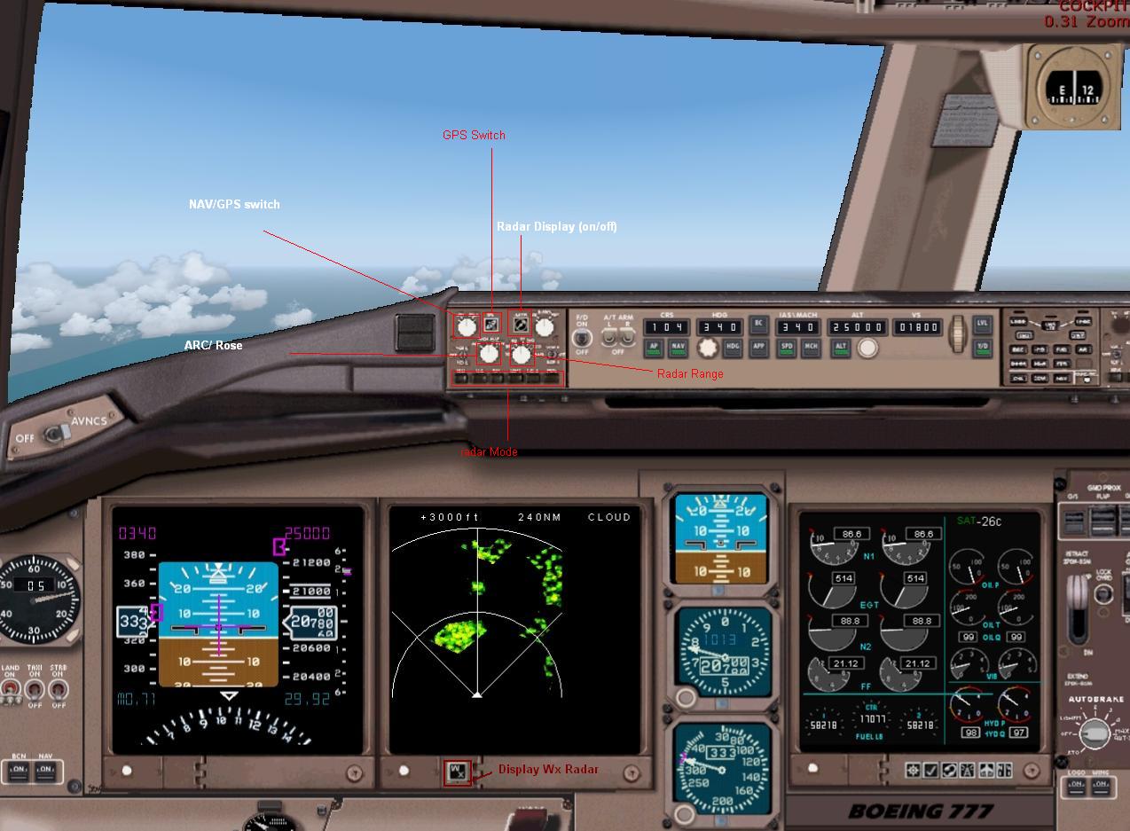 Fs2004 Panels Boeing 777 Panel This Panel Features A True Working Tcas, Wxradar(See Readme