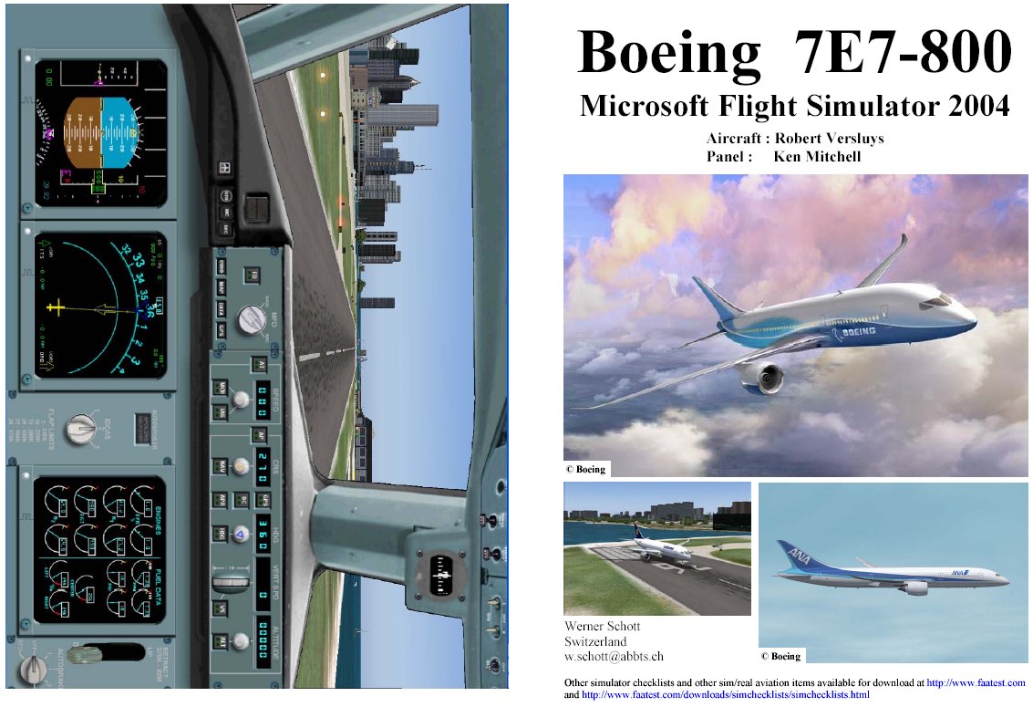 Fs2004 Manual/Checklist Boeing 7E7-800