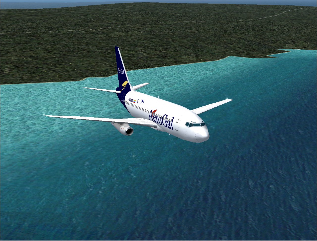 Boeing 737-200 In Aerogal Livery, Registration Hc-Ced; Painted In 32-Bit Textures