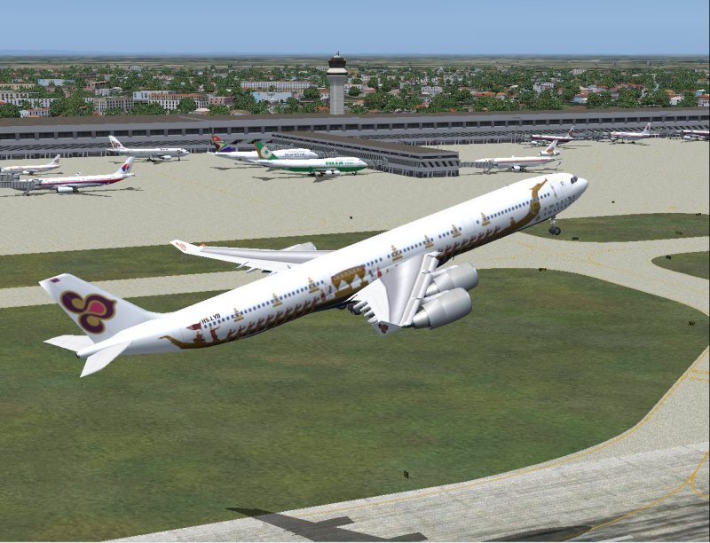 Airbus A340-500 Thai Airways For Flight Simulator Painter, Painted In Their Royal Barge Li