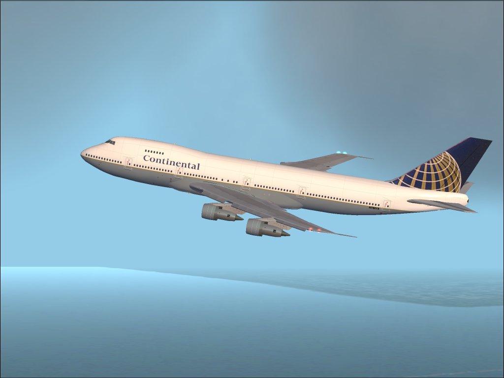 Fs2002/2004 Posky Continental Airlines B-747-200V3 Straight Out Of The Posky Paint-Kit Com