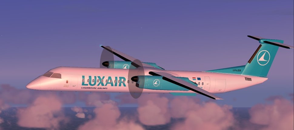 Fs2004 Aircraft Dash8-Q400 In The Colours Of Luxair All New Model Designed By Robert Versl