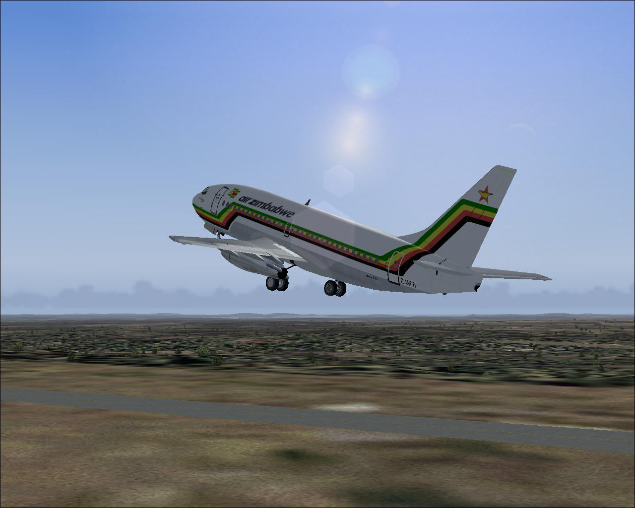 Fs2004/Fs2002 Ffx Boeing 737-200 Repainted In Air Zimbabwe Colours