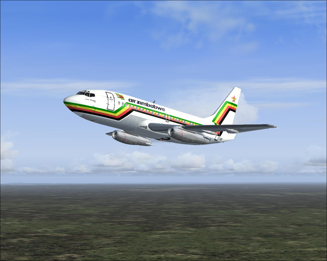 Fs2004/Fs2002 Ffx Boeing 737-200 Repainted In Air Zimbabwe Colours
