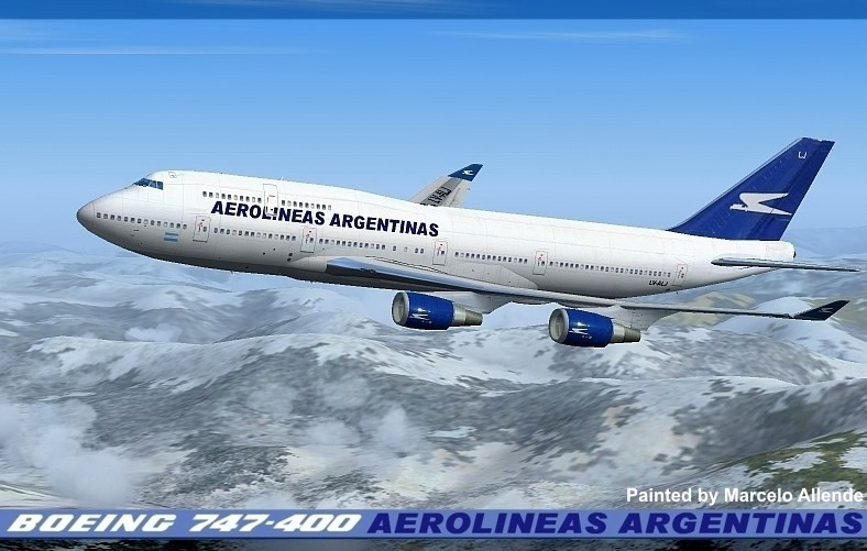 Boeing 747-475P Aerolineas Argentinas Registration Lv-Alj Fs2004 This Is Repainted Texture
