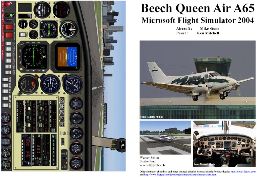 Fs2004 Manual/Checklist Beech Queen Air A65