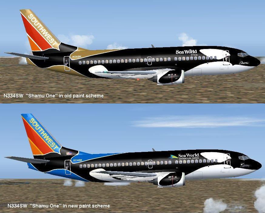 Shamu3H4.Zip Fs2002/2004 Repaints For The Ffx 737-300 As Southwest Airlines Shamu One In B