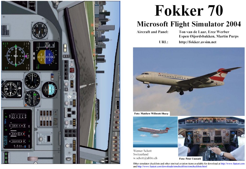 Fs2004 Manual/Checklist Fokker 70