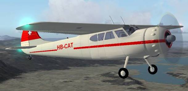 Fs2004 Cessna 195 Hb-Cat Real Livery For This C195 Used In Switzerland In The 60.Cessnas B