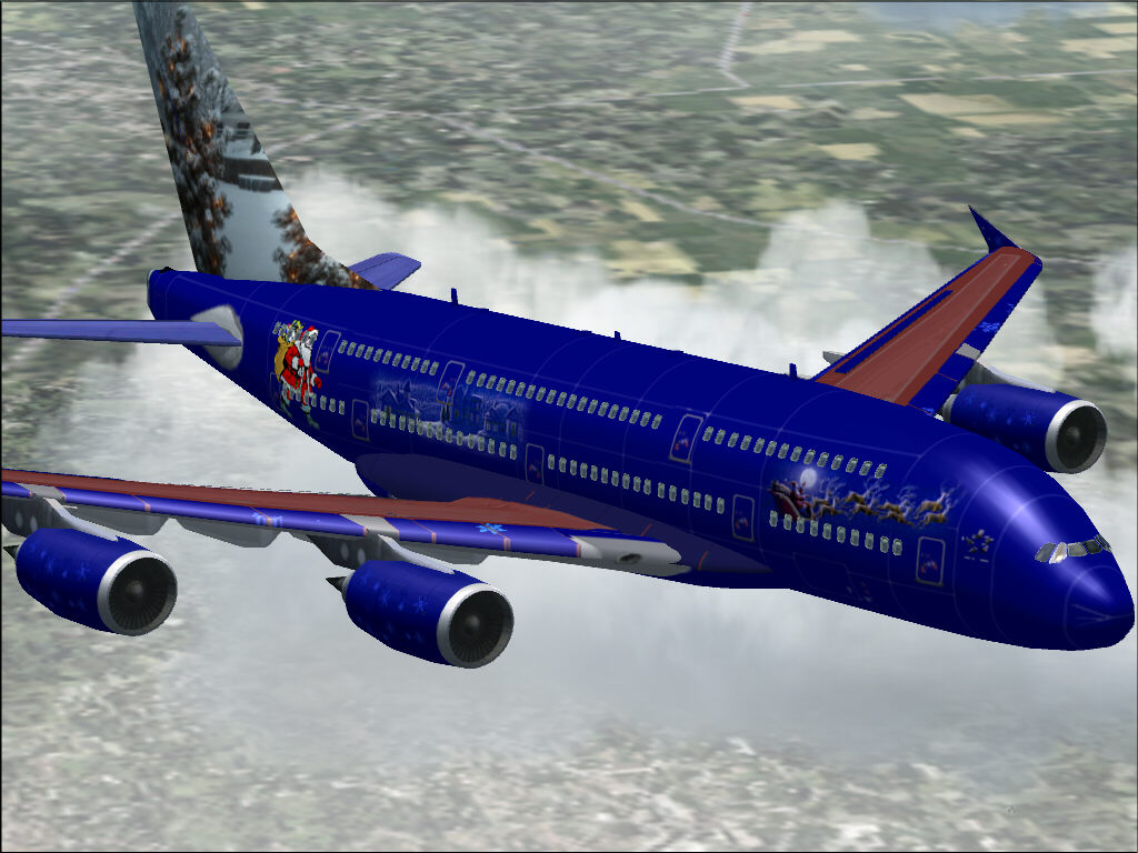 A380 - Airbus Extra Christmas Texture, For Fs2004 And Fs2002