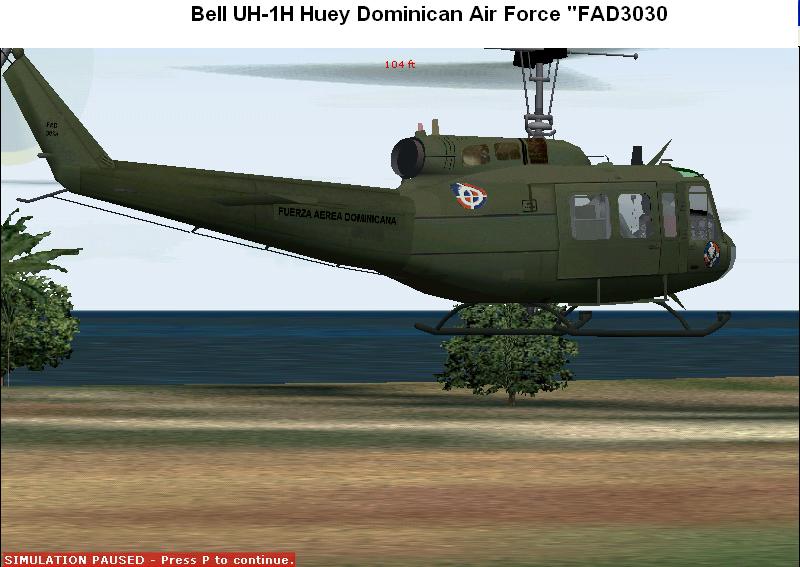 Fs2004 Bell Uh-1H Huey Dominican Air Force This Is The Unit 3030 Of The Escuadron Rescate,