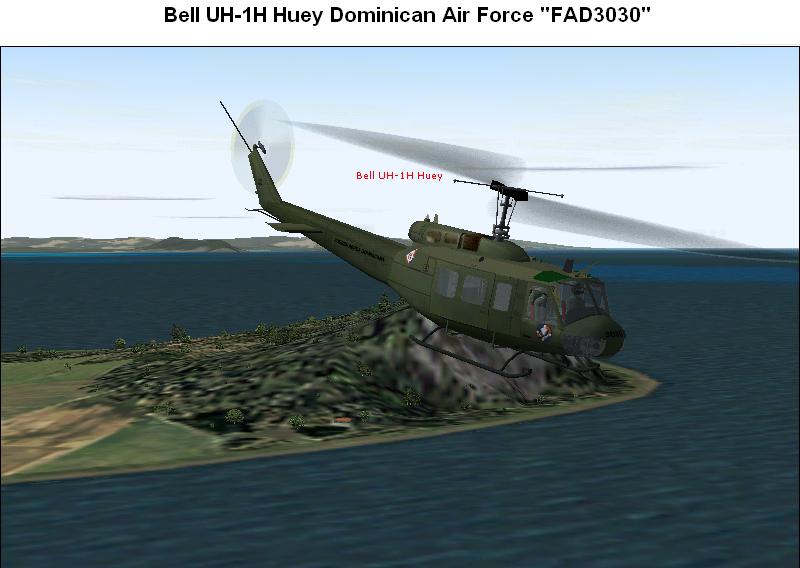 Fs2004 Bell Uh-1H Huey Dominican Air Force This Is The Unit 3030 Of The Escuadron Rescate,