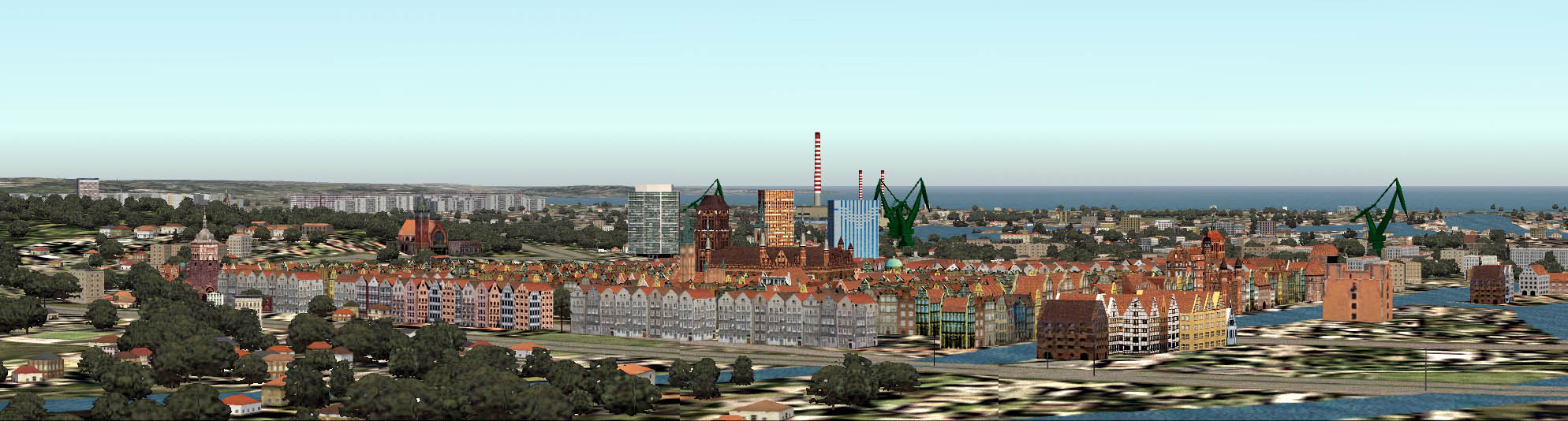 Fs2004 Scenery: Gdansk Poland (Version 3) Adds Most Major Landmarks And Buildings In The C
