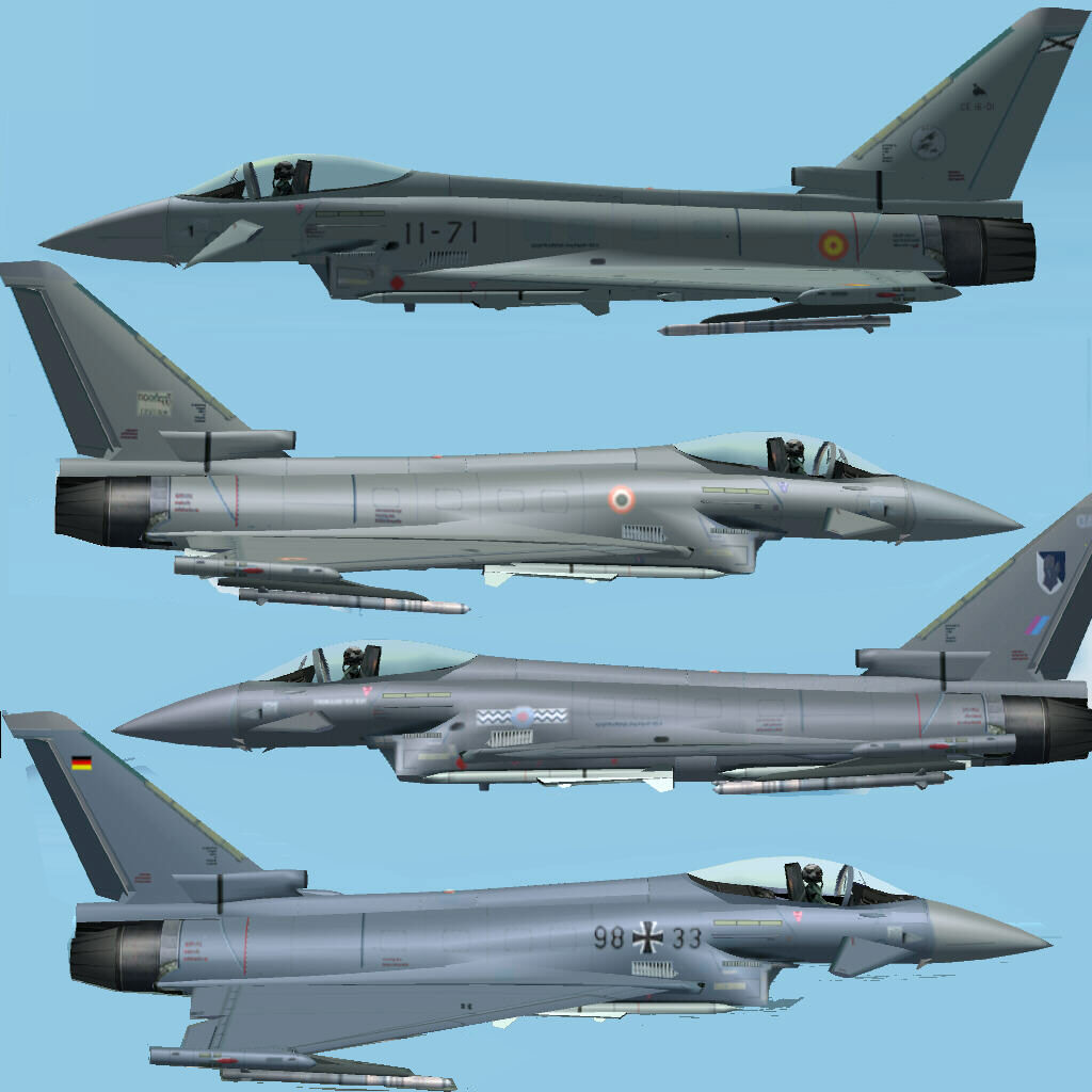 Eurofighter Collection Edition, Germany, Raf, Portugal, Italy, Spany For Fs2004 And Fs2002