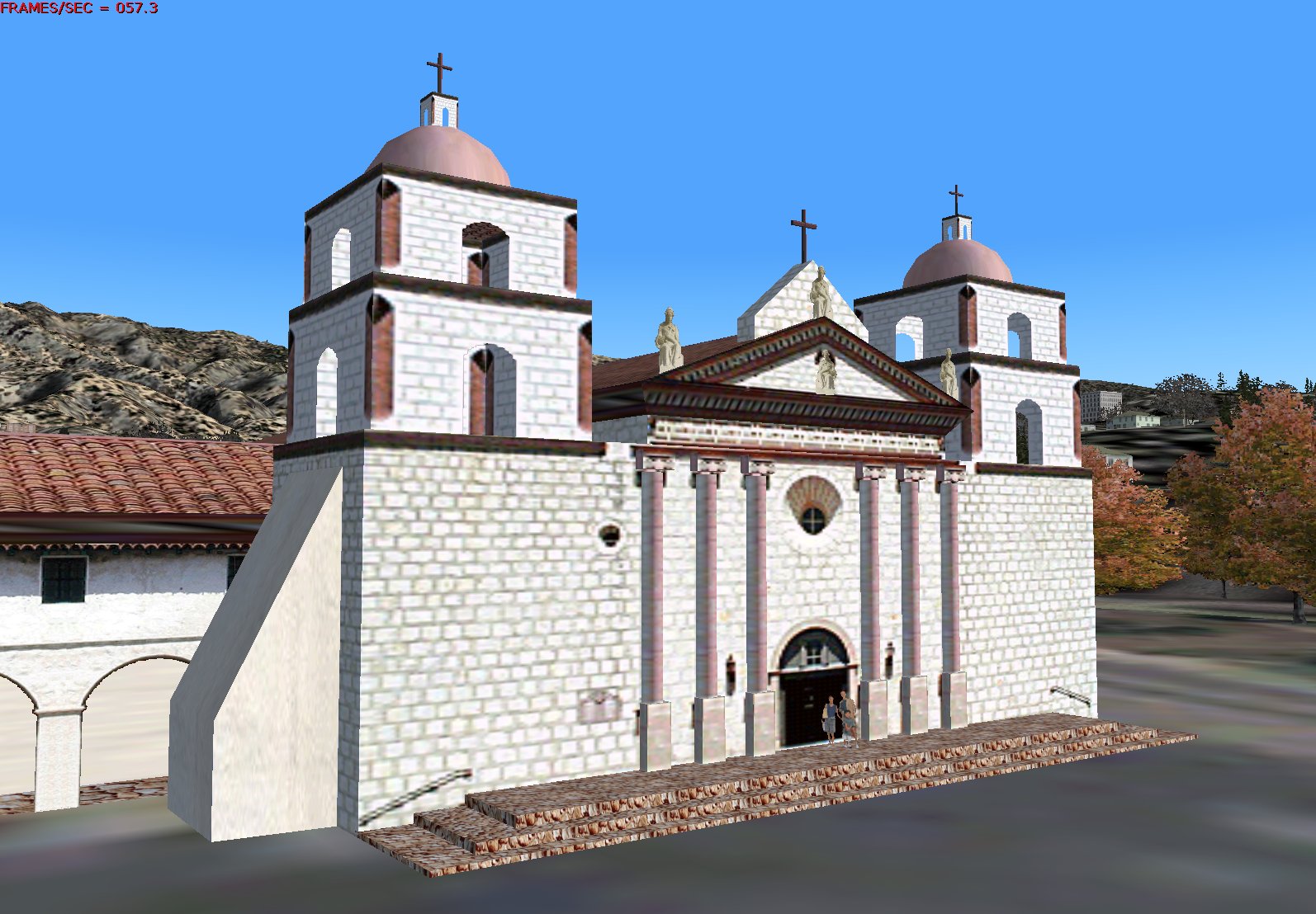 Fs2004 Scenery Santa Barbara Mission (Ca), Custom Designed Buildings With Picturerealistic