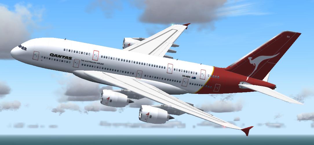 Flightsim Fs2004/Fs9/Fs2004 Airbus A380-800 Qantas Livery High Quality Gmax Model Of The A