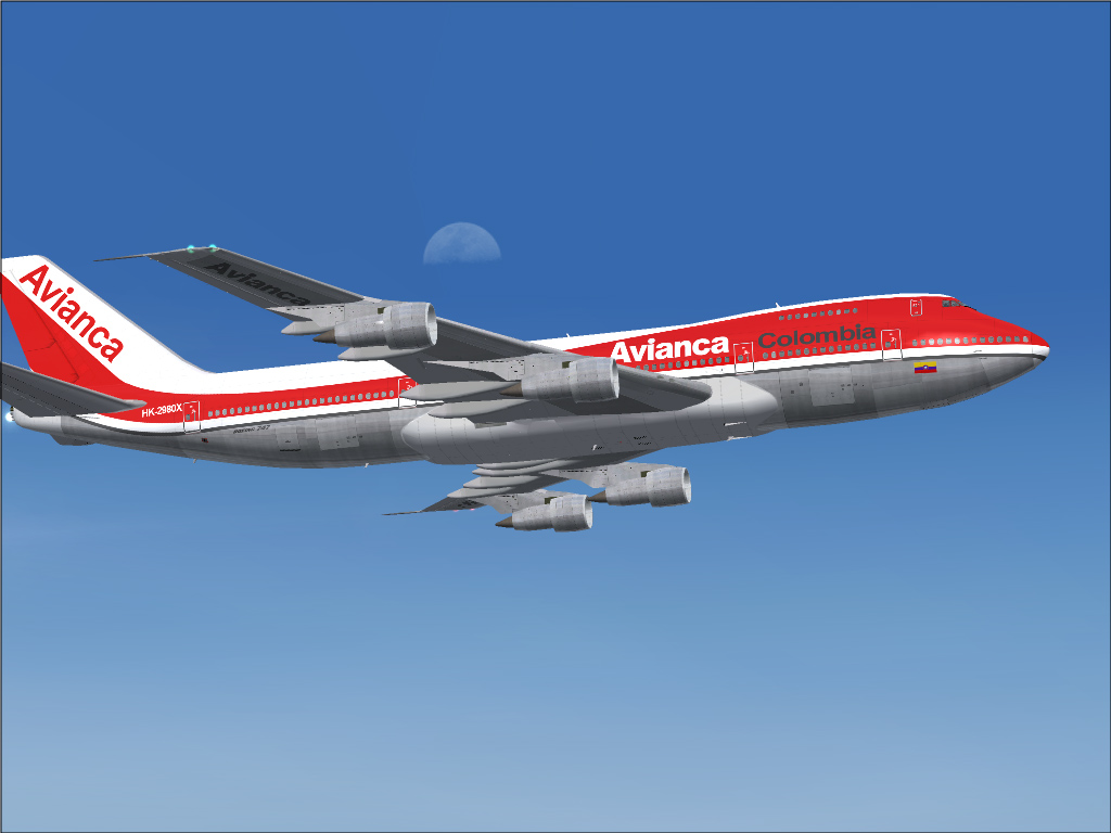 Fs2004 Project Open Sky Avianca 747-200 1987 Livery Of Avianca Colombia Boeing 747-259Bm (