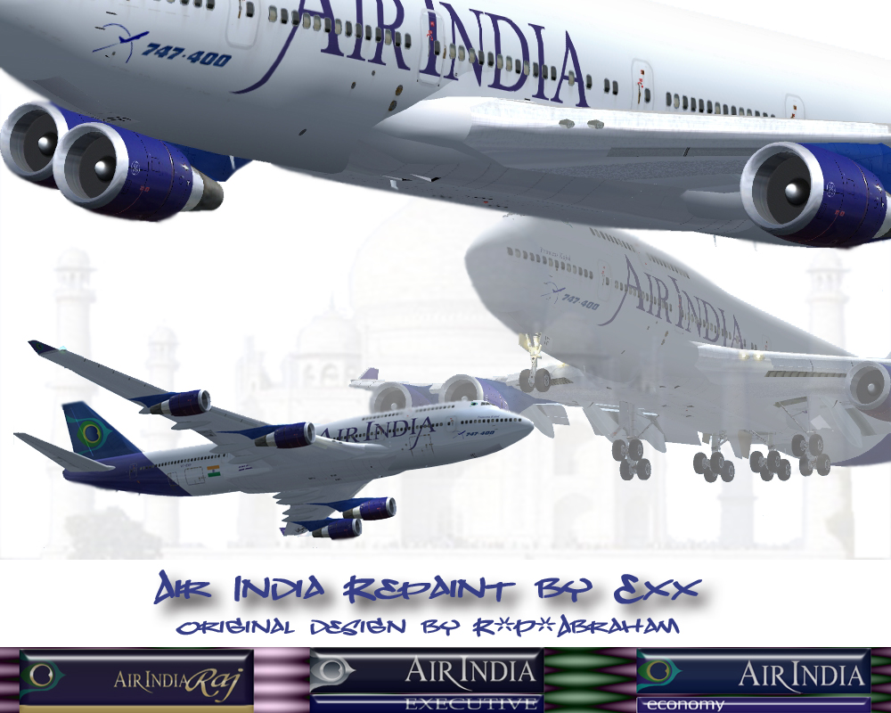 Posky Air India Fictional 747-400 For Fs2002/2004 This Repaint Uses Tailored Picturerealis