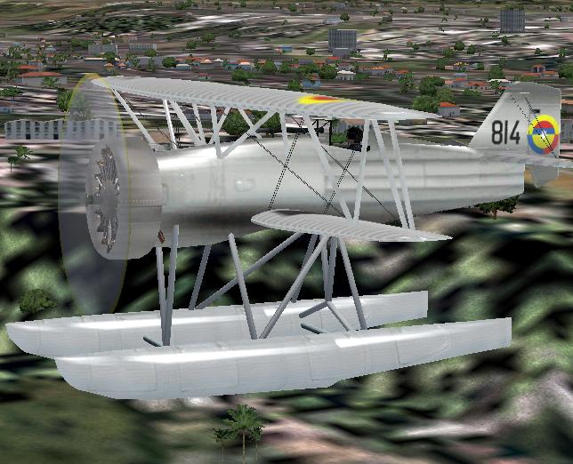 Fs2004/02 Curtiss Hawk F-11 C-2 Colombian Air Force Floats; And Wheels + Tailhook In 1932