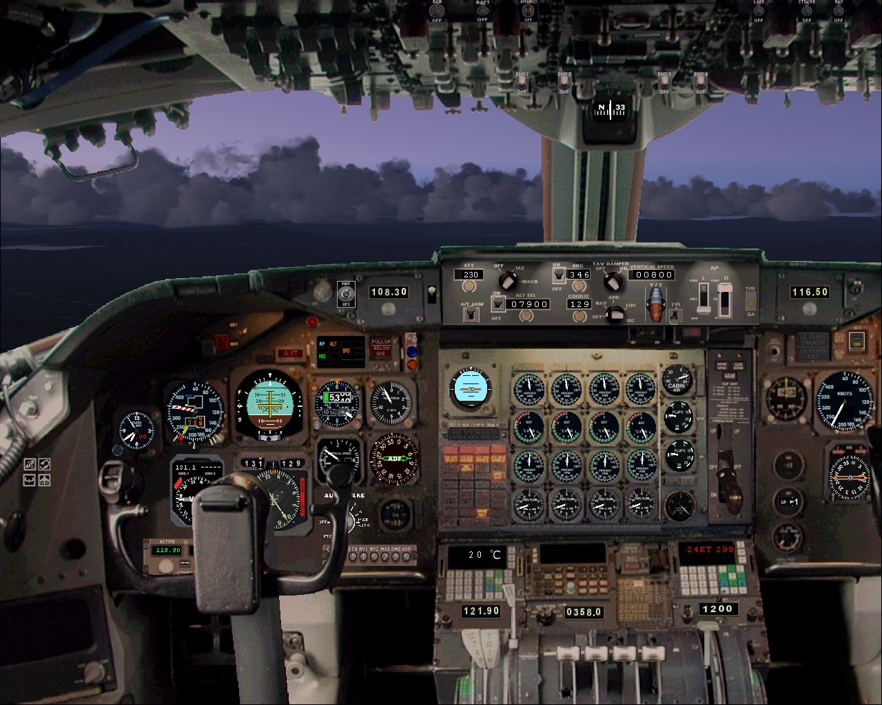 Fs2004 Picturereal Panel Boeing B747-200 With Wingviews For Posky B747-200/300 Aircraft By