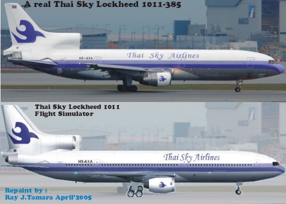 Fs2004/Fs2K2 Lockheed L1011-385 Thai Sky Airlines Model By D.e Waldron Paintkit By Henry T