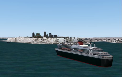 Queen Mary 2 In Front Of Quebec City For Microsoft Flight Simulator 2004 Cof Queen Mary 2