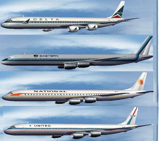 Fs2004 - Ai Dc-8-71S In National, Eastern, United, And Delta Liveries