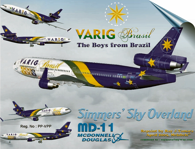 Fs2004/Fs2K2 Simms Sky Md-11 Varig Brazillian Official Livery In 1994 Editted On April 200