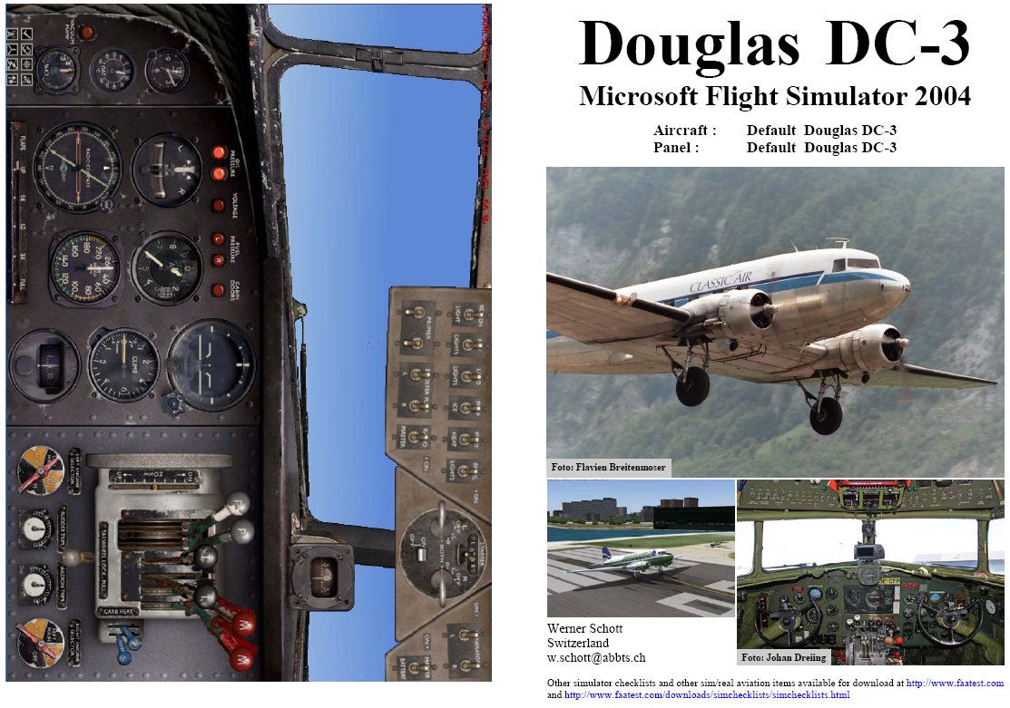 Fs2004 Manual/Checklist Default Douglas Dc-3