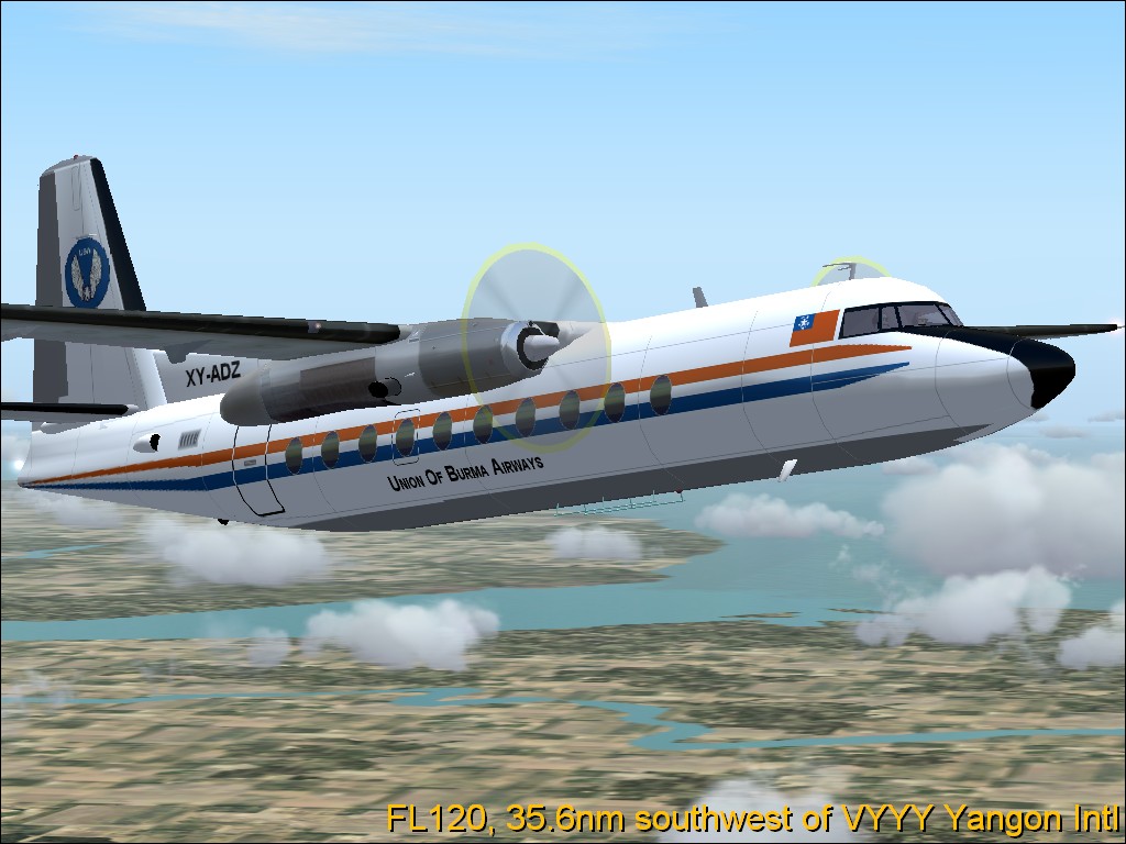 Repaint For Mike Stones Fs2004 Fokker F27-200 In Union Of Burma Airways Colors Base Textur — 1