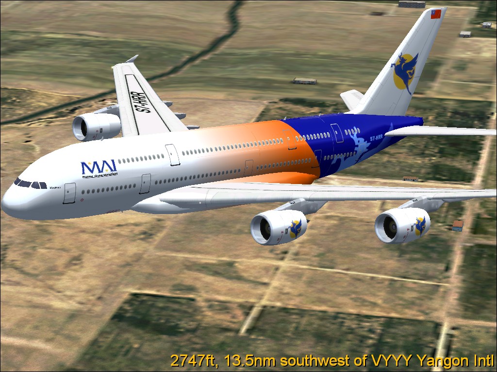 Fs2004 Myanmar Airways International Airbus 380-800 High Quality Gmax Model Of The Airbus