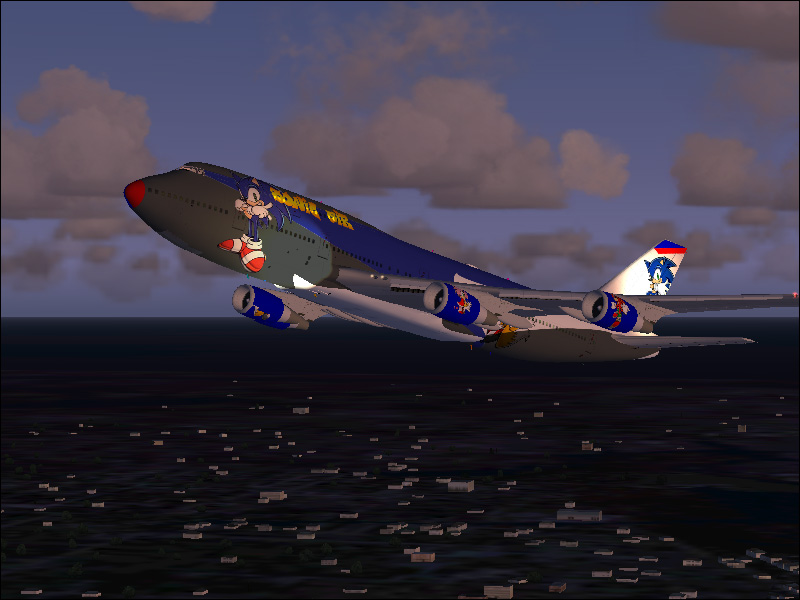 Project Opensky Boeing 747-400 Passenger For Fs2002/Fs2004 Featuring Sonic The Hedgehog An
