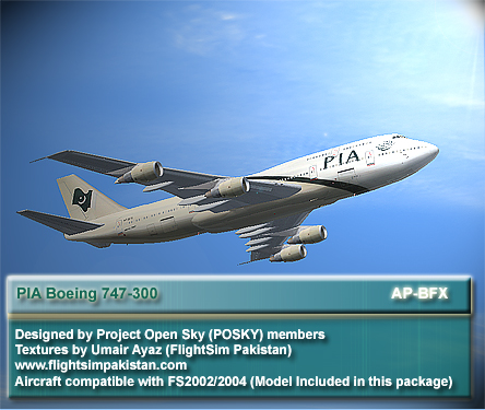 Fs2004 Pia Boeing 747-300 Registration:ap-Bfx.in New Livery Of The Airline.features Includ