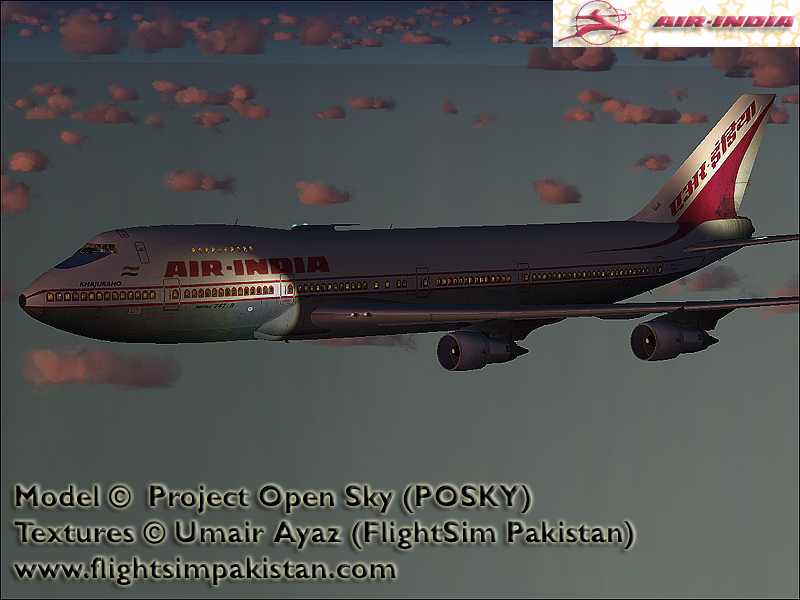 Fs2004 Air India Boeing 747-200 Registration: Vt-Eso.callsign:khajuraho.features Include:
