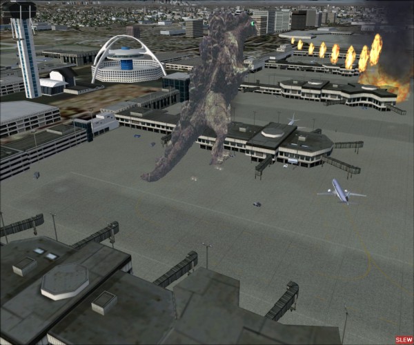 Godzilla Is On The Rampage In Flightsim Fs2004/Fs9..Blowing Fireballs..take Out That Ai Gu — 1