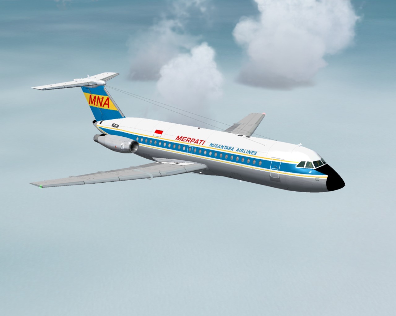 Fs2004 Bac One-Eleven 401 Merpati Nusantara Looking Particualry Smart With A Polished Bott