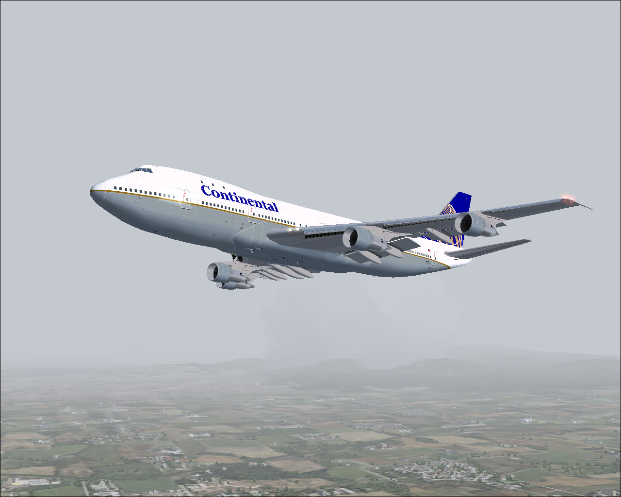 Fs2004 Continental Airlines Boeing 747-143 (N17011)