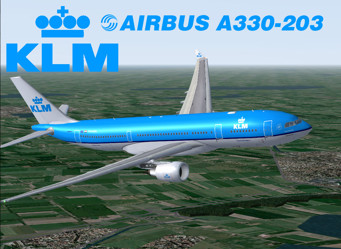 Fs2004 Klm Airbus A330-203 This Repaint Is Based On The Great Posky A330-200 Model And Con