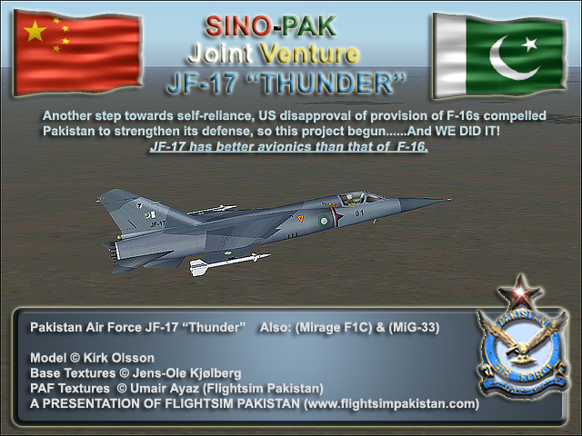 Fs2002/2004 Paf Jf-17 Thunder Pakistan Air Force Jf-17 Also Known By The Titles Of The Sup