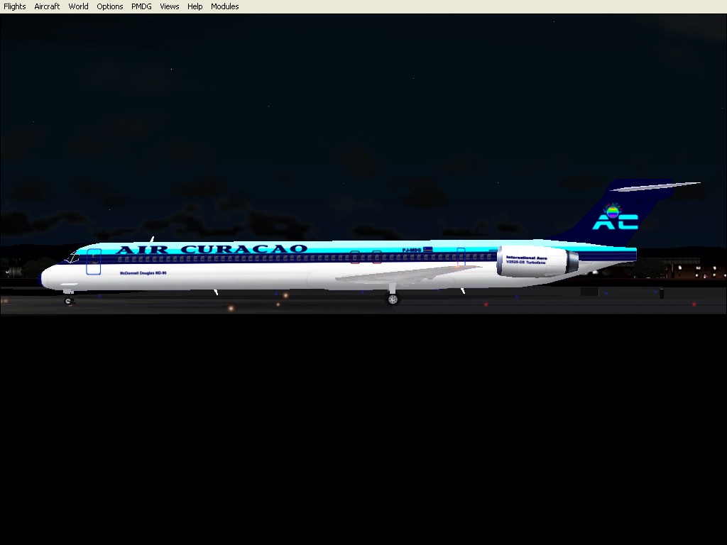 Fs2004 New Virtual Airline Air Curacao Md-90 With Its First New Color,Registration Pj-Mdg.