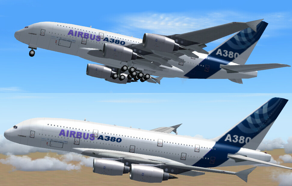 New Airbus A380 - Industrie House 2 , For Fs2004, Authentic Sidebox And Flaps Texturen, Th
