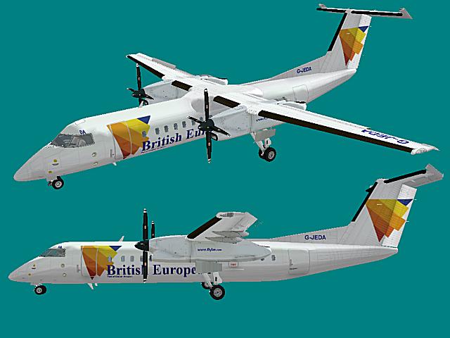 Fs2004 - British European - Old Textures Exclusively For Aircraft Mjc Dash 8 Q 300 Develop